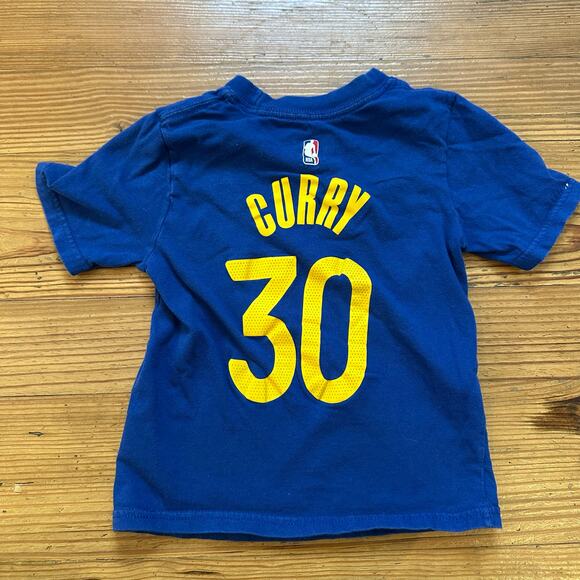 Nike Golden State Warriors navy blue yellow Curry 30 short sleeve shirt SIZE 4 - Picture 4 of 4